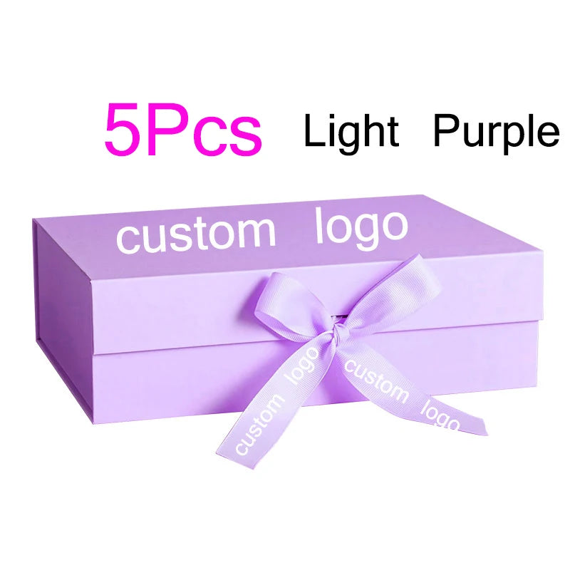 5Pcs Gift Box With Lid Personalized Bridesmaid Groomsmen Proposal Box With Ribbon Present Packaging Box Wedding Boxes