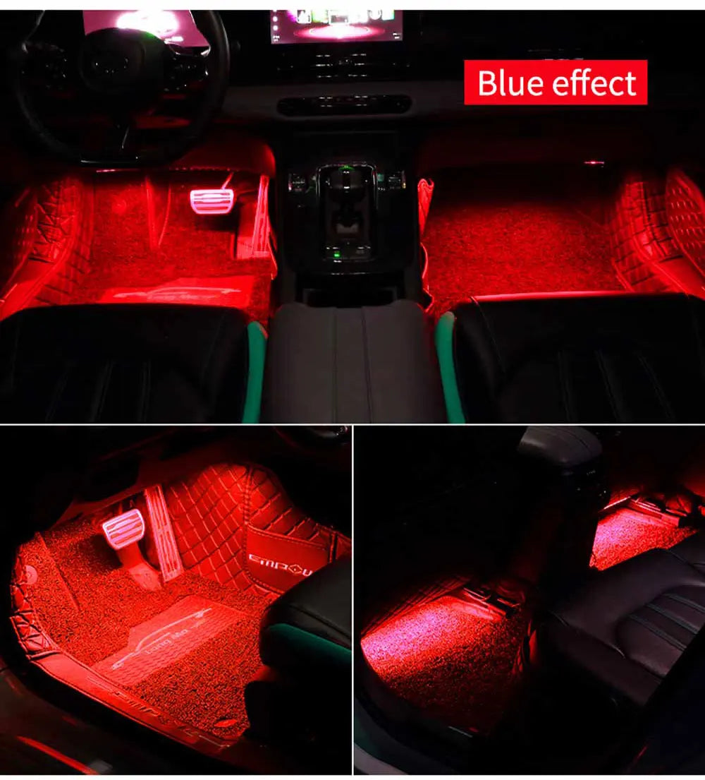 Neon LED Car Interior Ambient Foot Strip Light Accessories Back light Remote App Music Control Auto Decorative Atmosphere Lamp