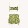 Sexy Sequins Tassel Skirt Sets Women Sling Crop Tops Hip Package A-line Short Skirts 2025 Summer Chic Beach Party Outfits Lady