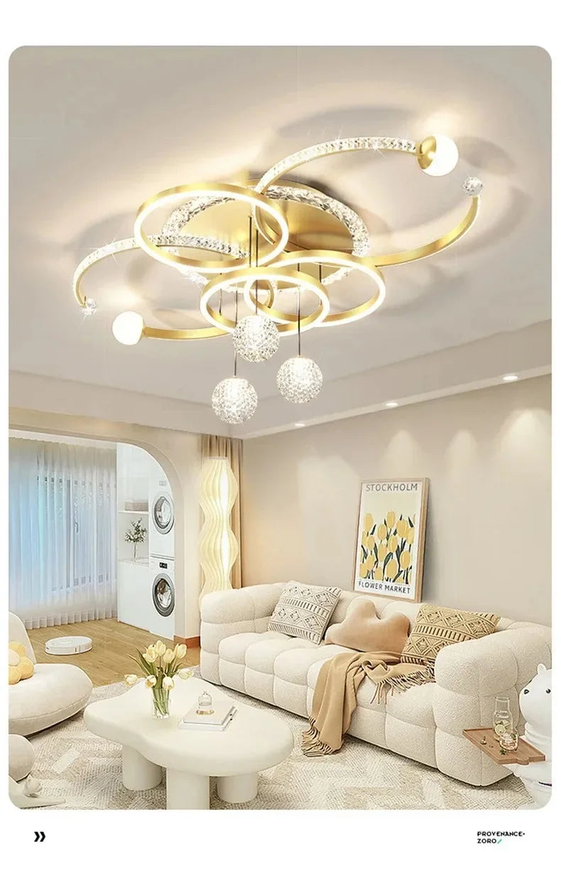 Modern Minimalist LED Ceiling Light Personalized Creative Ring Living Room Lights Gold Atmosphere Bedroom Study Chandelier
