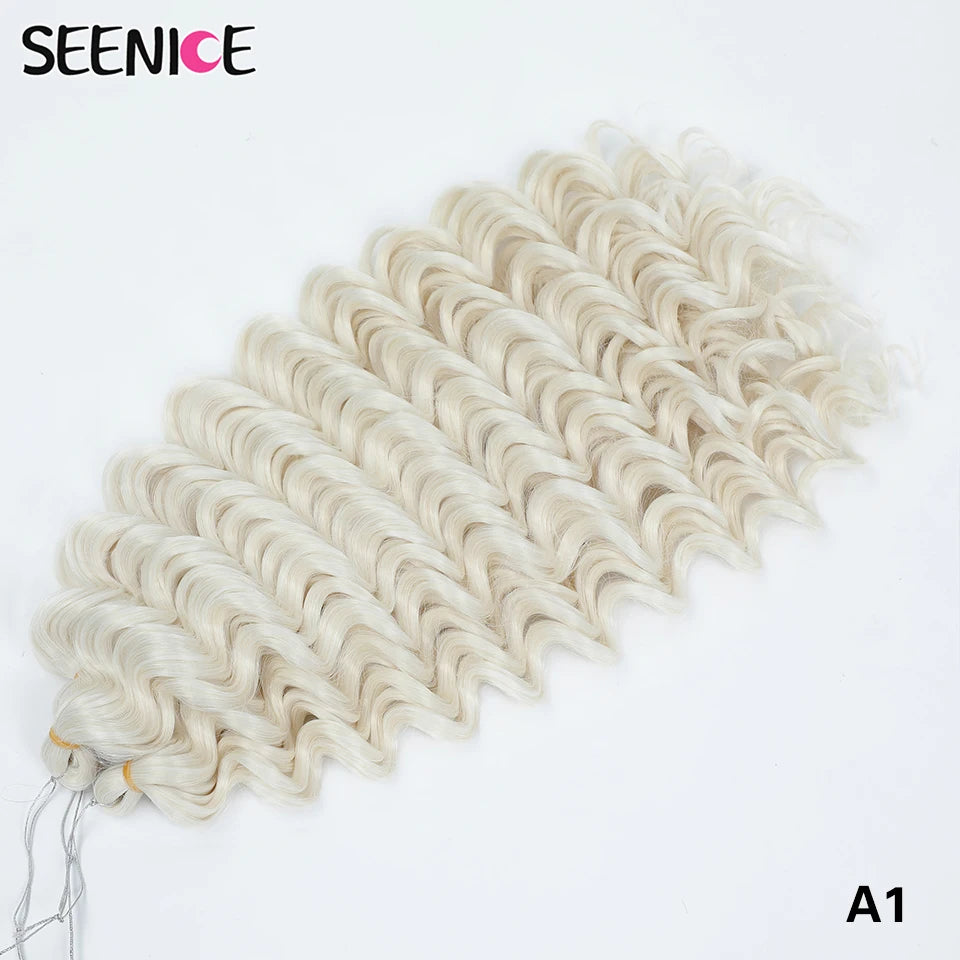 Deep Wavy Twist Synthetic Crochet Hair Afro Curly Hair African Crochet Braids Ombre Blonde Braiding Hair Extensions For Women