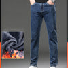 Winter Fleece Thick Warm Jeans Men's Slim Straight Elastic Denim Pants Casual Male Clothing Fashion Plush Trousers