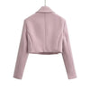 Autumn Notched Collar Open Stitching Blazer Vintage Women Full Sleeve High Waist Short Suit Cool Girl Coat Outwear
