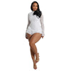 CM.YAYA Women Long Sleeve Lace Ruffles Ruched High Waist Short Jumpsuit Streetwear Backless Street One Piece Romper Playsuit