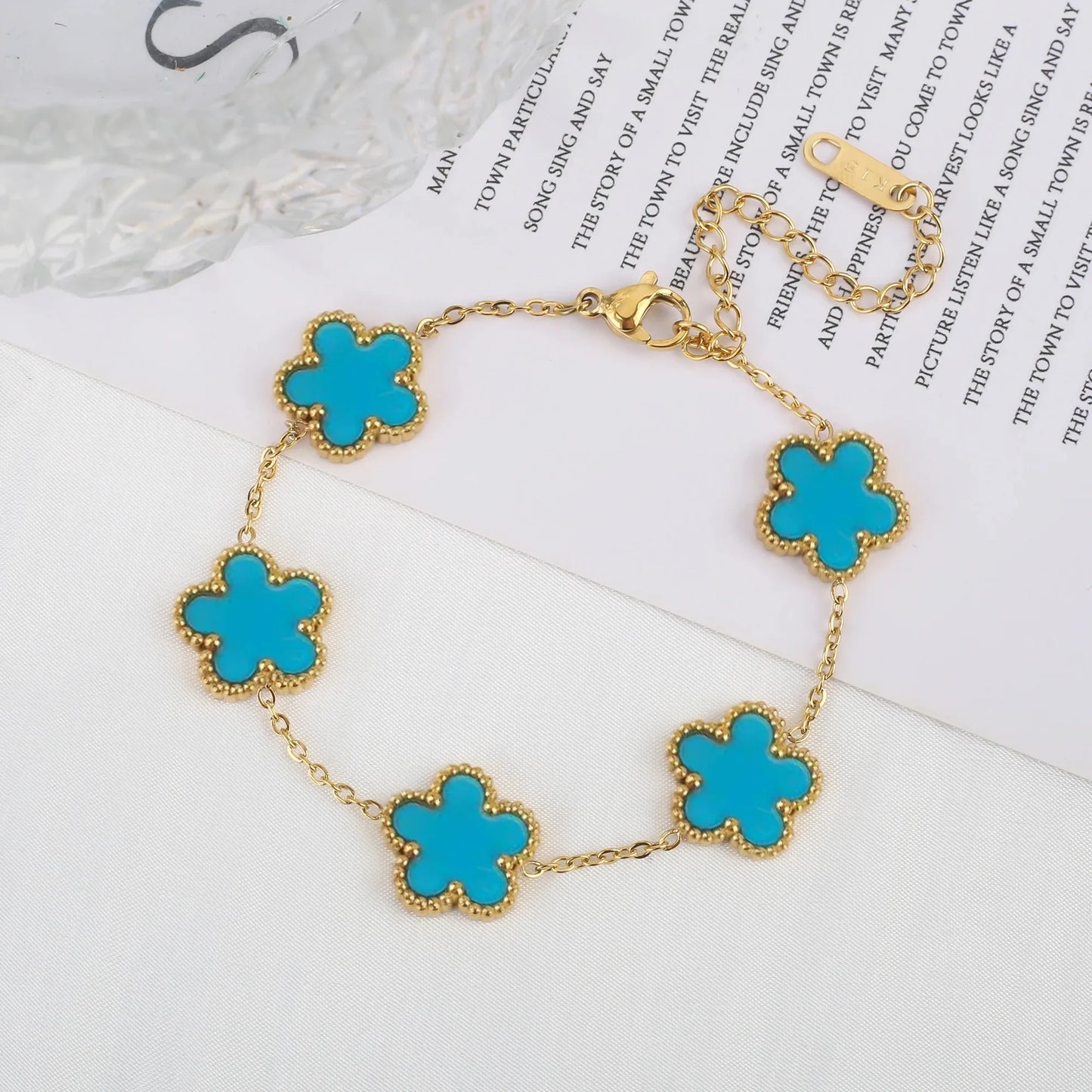 Color jewelry clover stainless steel new plant five-leaf flower bracelet hot jewelry jewelry gifts for women