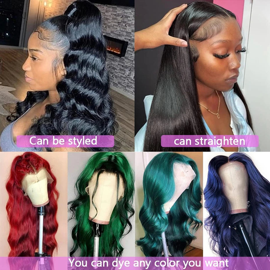 Transparent 13x4 13x6 Body Wave Lace Front Wig Human Hair PrePlucked Brazilian Human Hair Lace Frontal Wigs For Women Bling Hair