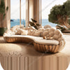 French light luxury semi-circular curved villa living room creative sofa cream special-shaped solid wood