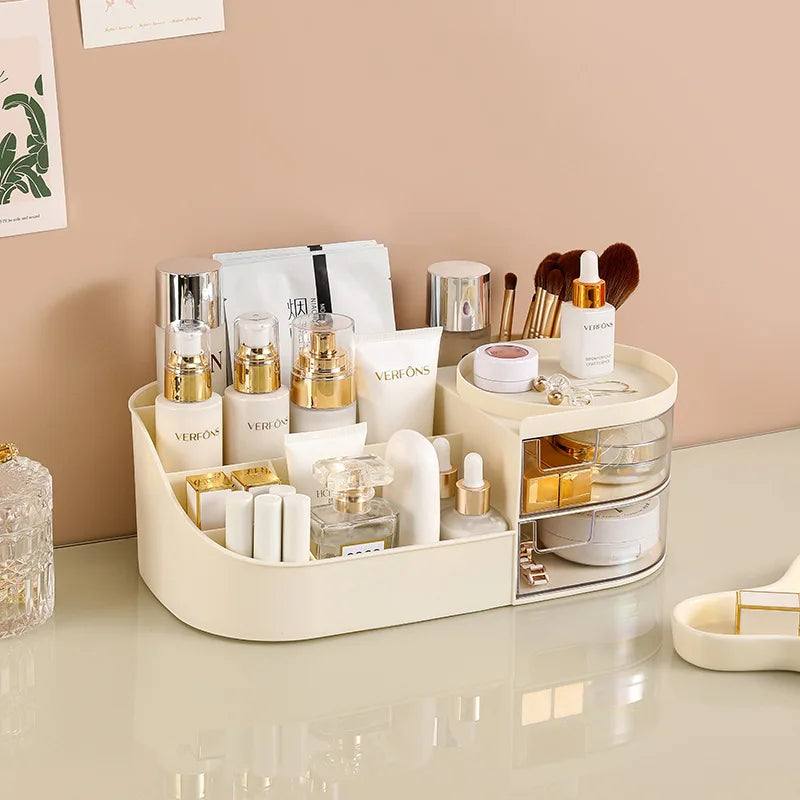 Drawer Type Cosmetics Storage Box, Desktop Dresser Skin Care Shelf, Office Stationery Lipstick Makeup Box Bedroom Home
