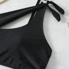 Bikini 2025 New Swimsuit Women Swimwear Solid Black One Shoulder Bikinis Set Bathing Suit Female Two Pieces Beach Wear Biquini