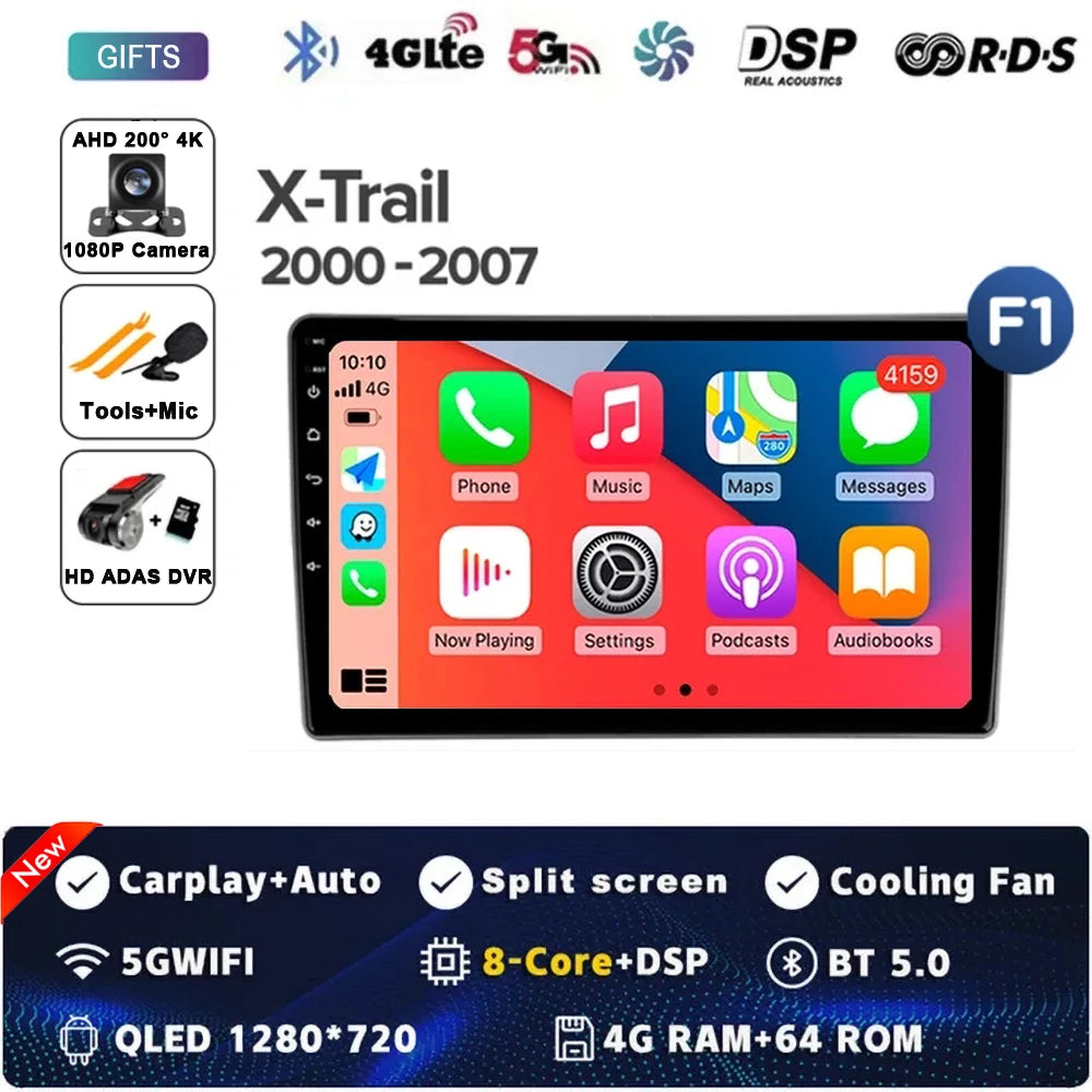 Android 14 Carplay Auto For Nissan X-Trail X Trail X - Trail 1 T30 2000 - 2007 Car Radio Multimedia Video Player Navigation GPS