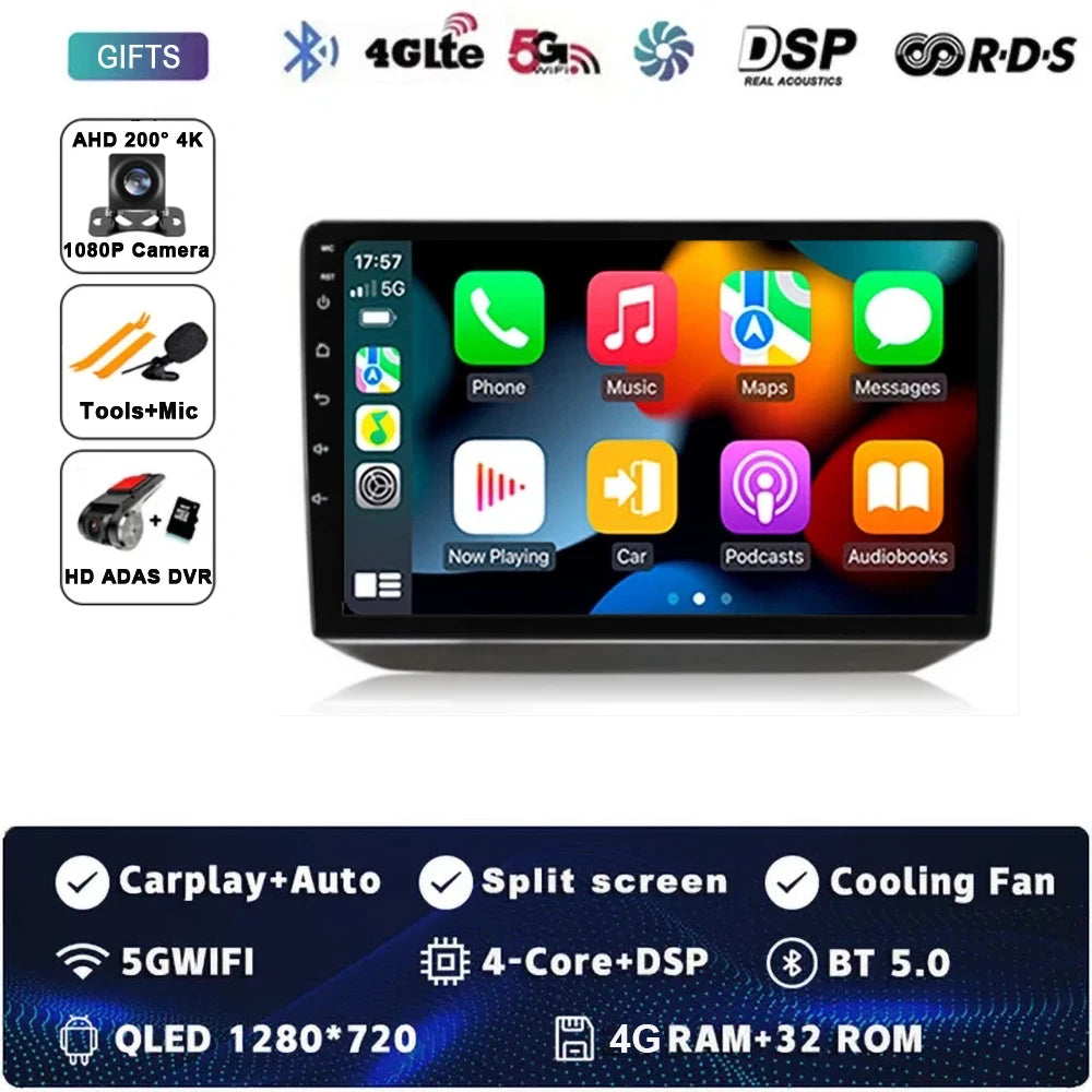 Android 14 Car Radio For Skoda Fabia 2 2007-2014 Multimedia Navigation GPS 4G WIFI Carplay Android Auto Player Carplay QLED 360
