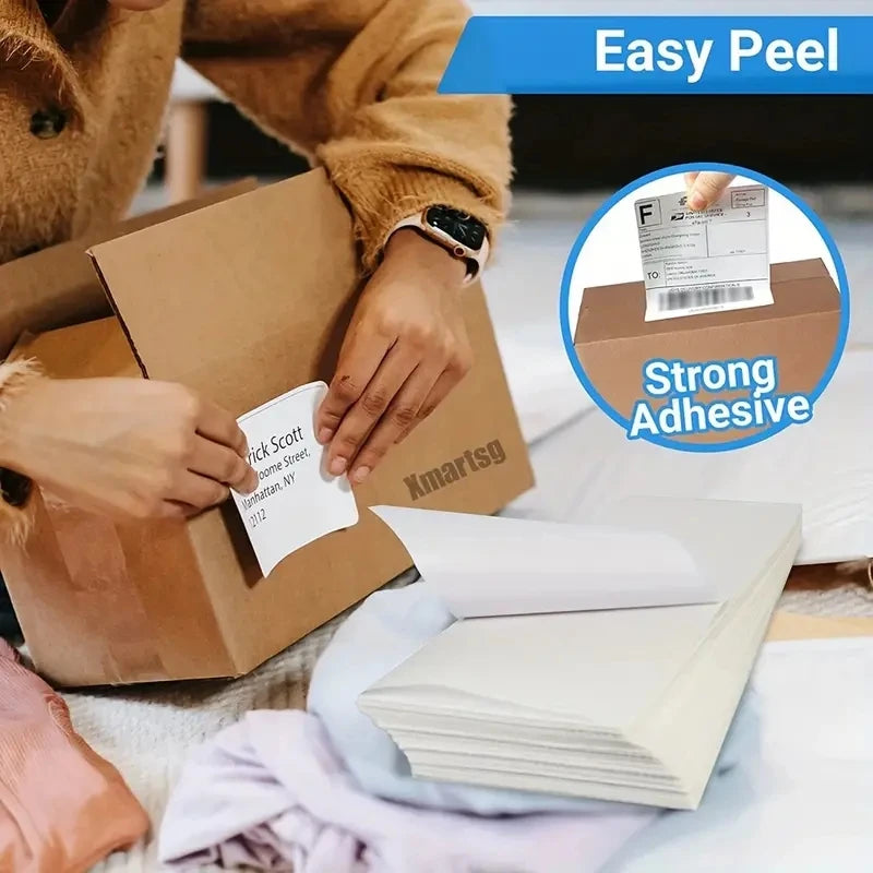 4x6 Inch Direct Thermal Labels 500 Labels Per stacked -Strong Adhesive, Labels Resistant to Water & Grease For shipping label
