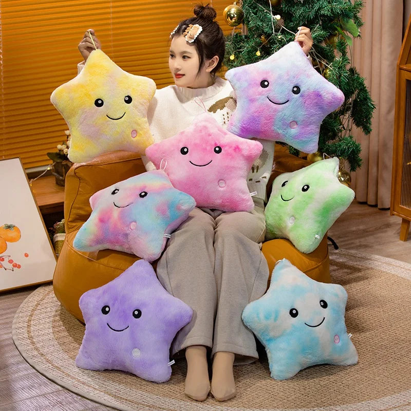 24*22CM Luminous Five-pointed Star Plush Toys Glowing Star Stuffed Soft Doll Pillow Nice Halloween Xmas Gifts