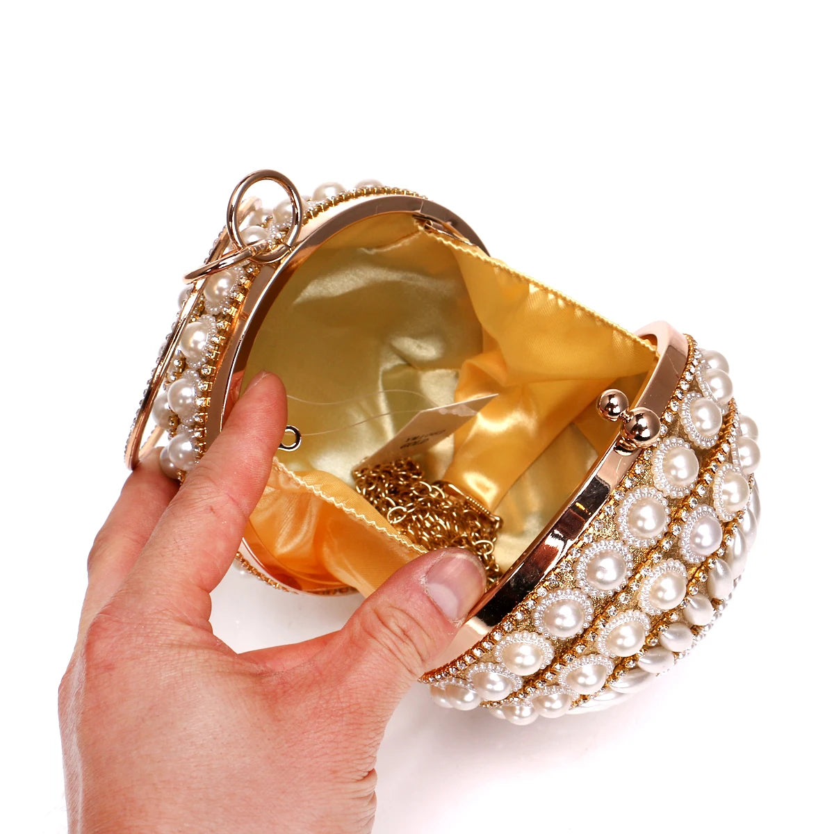 Women Evening Bags Pearl Lady Clutch Bags Beading Diamonds Party Wedding Prom Glitter Banquet Handbags Ball Design Handle Glamor