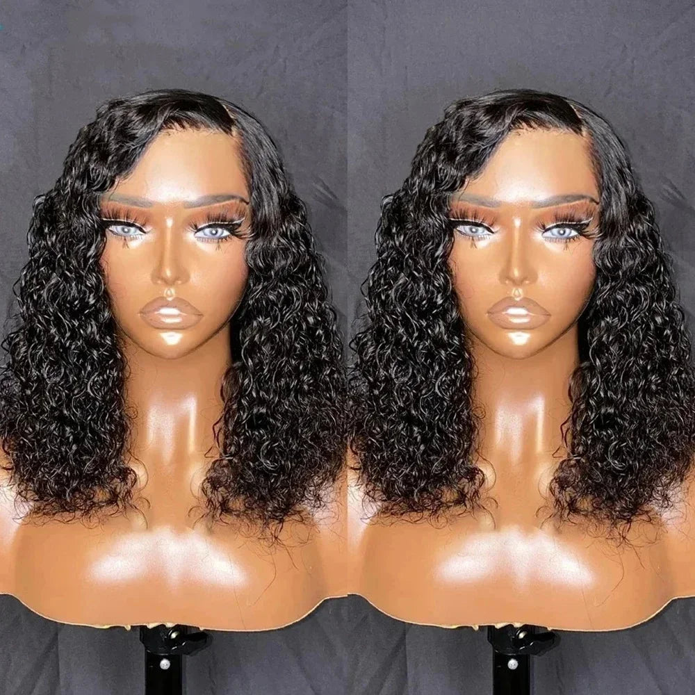 Wear And Go Water Wave Bob Lace Wig For Women Curly 6x4 Glueless Human Hair Wig 4x4 Ready To Go Human Hair Wigs Pre-Cut Lace Wig