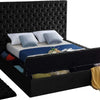 Bliss Collection Modern Contemporary Velvet Upholstered Bed with Deep Button Tufting and Storage Compartments and Footboard