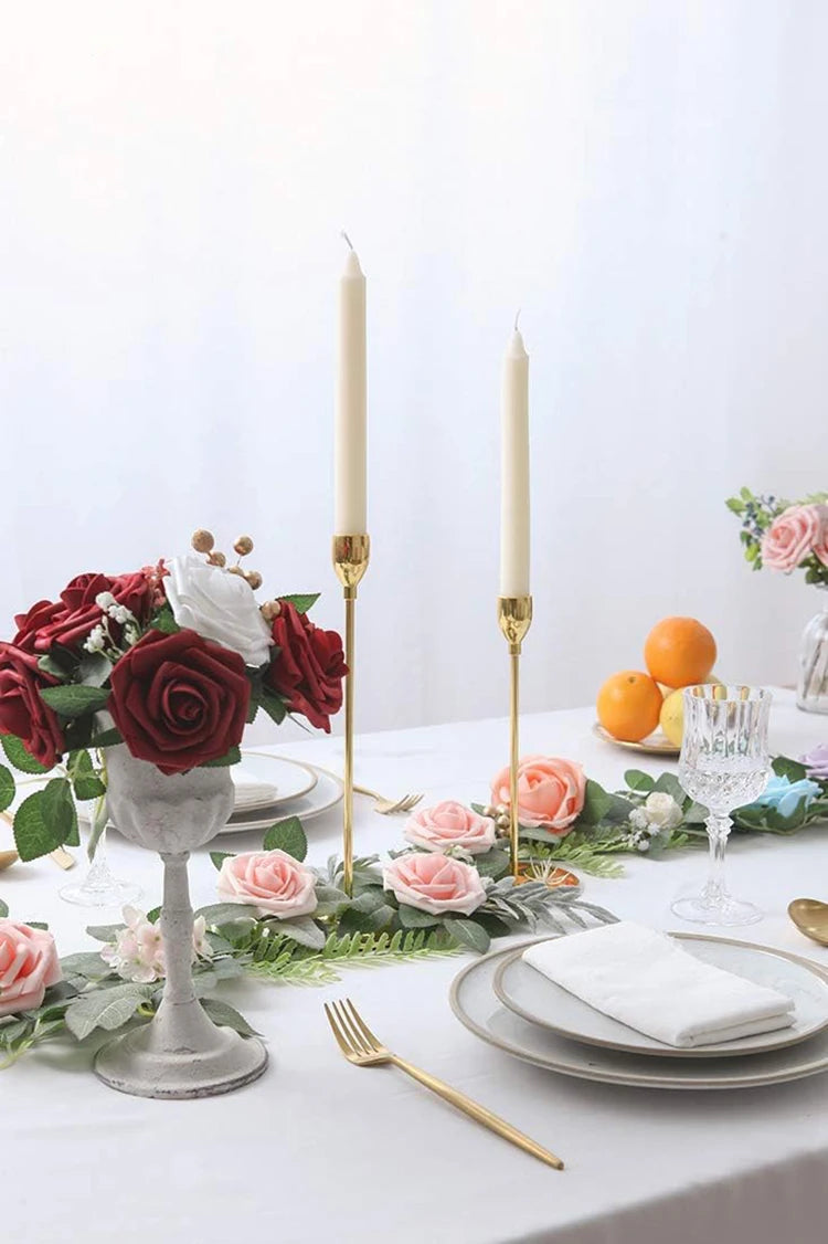 Artificial Flowers 25pcs Real Looking Blush Foam Fake Roses with Stems for DIY Wedding Bouquets Bridal Shower Centerpieces