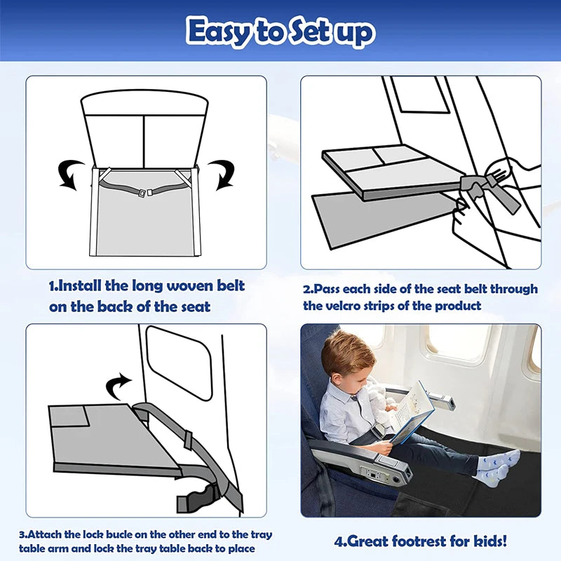 Kids Travel Airplane Bed Baby Pedals Bed Portable Kids Airplane Footrest Hammock for Flights Seat Extender Baby Travel Accessory