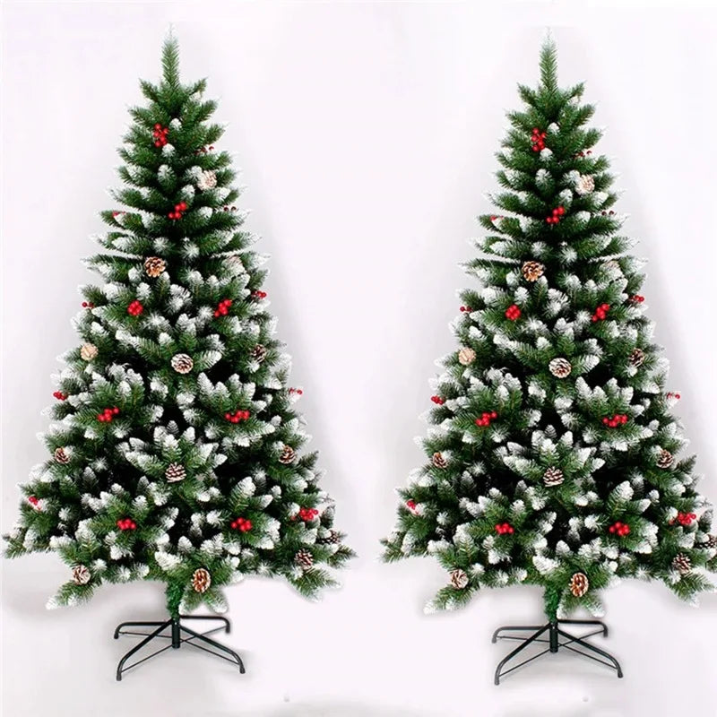 PVC Artificial Christmas Tree Spray White Pinecone Red Fruit Christmas Tree 1.2m-2.1m Christmas Party Atmosphere Home Decoration