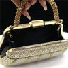 Popular In Nigeria Exquisite Evening Bags With Diamond Design Fashion Handle Clutch Rhinestone Embellished Long Chain Bag