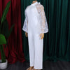 Elegant Jumpsuits & Rompers for Women O Neck Full Sleeve Belt Waisted Straight African Birthday Party Dinner Overalls Clothes OL