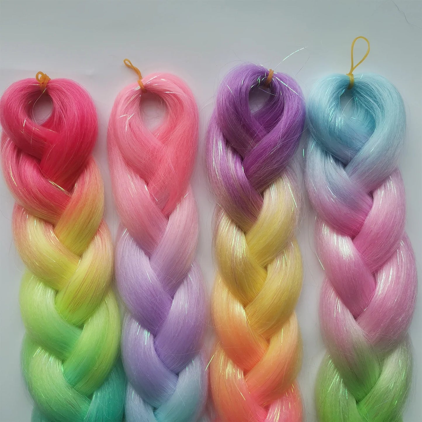 Colored Braiding Hair Mix Tinsels  Jumbo Braiding Tinsel Hair 4 Tones Ombre Braids  24 inch Festival Rave Hair For Girls Kids