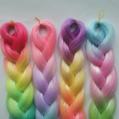 Colored Braiding Hair Mix Tinsels  Jumbo Braiding Tinsel Hair 4 Tones Ombre Braids  24 inch Festival Rave Hair For Girls Kids