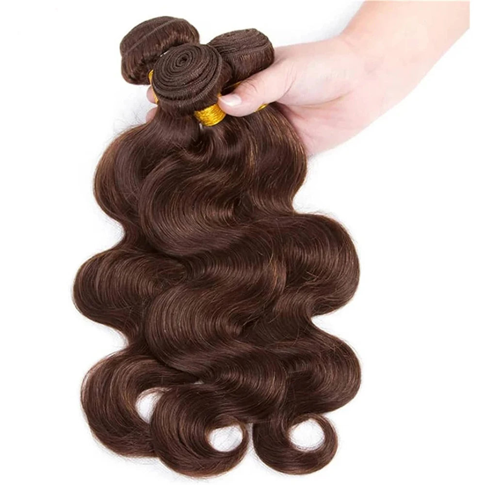 #4 Dark Brown Body Wave Bundles 1/3PCS 100% Human Hair Bundles 18-30 Inches Remy Hair Extensions For Women Brazilian Double Draw