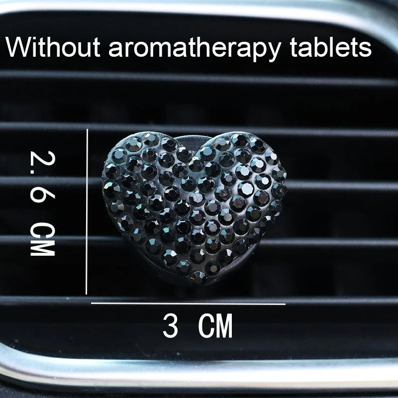 Heart-shaped Car Air Outlet Clip Creative Rhinestone Car Air Conditioning Air Outlet Perfume Decoration Clip Car Accessories