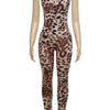 Joskaa Leopard Print Workout Jumpsuit Women Hipster Spaghetti Strap Sleeveless Lift Hips Romper 2025 Fashion Overalls Streetwear