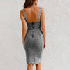 Summer New U Neck Halter Denim For Women's Dresses Fashion Slim Fit Wrap Hip Retro Female Party Sexy Split Denim Dresses
