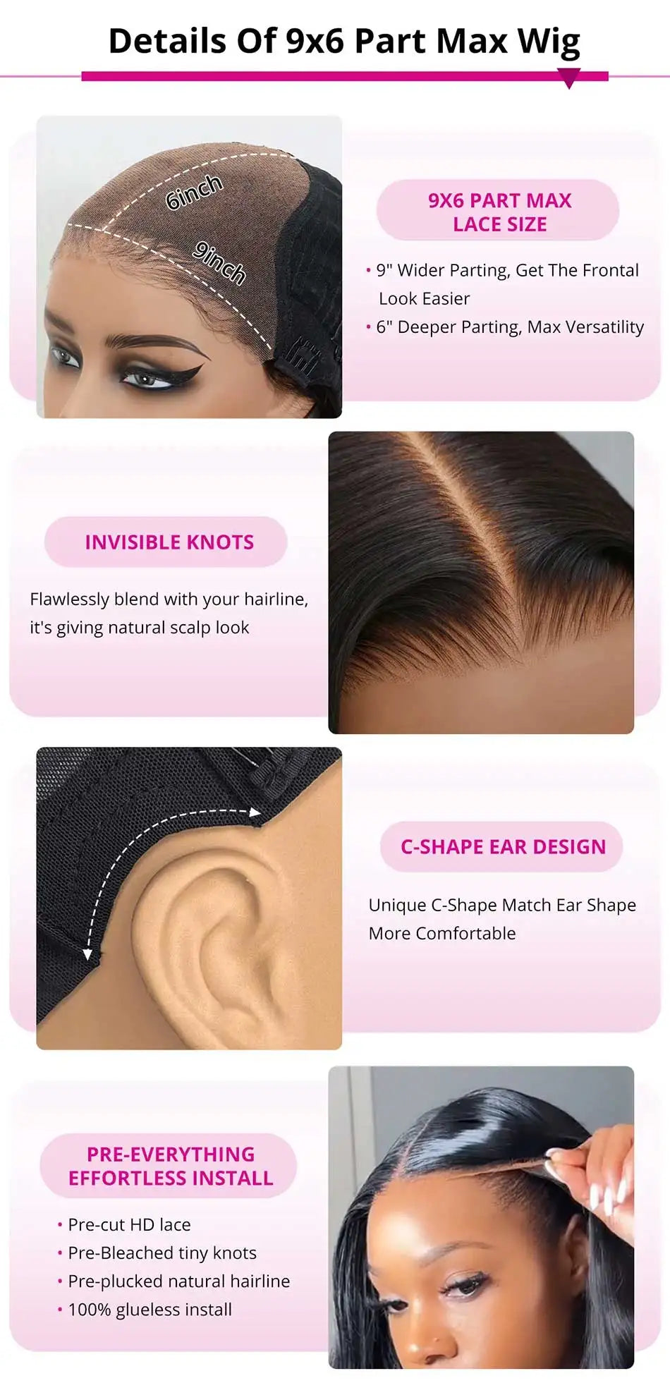 10A 9x6 Part Max M-Cap Glueless Wigs Human Hair Wigs Ready To Wear Bleached Knots Pre Cut Lace Tuneful Kinky Curly Glueless Wigs