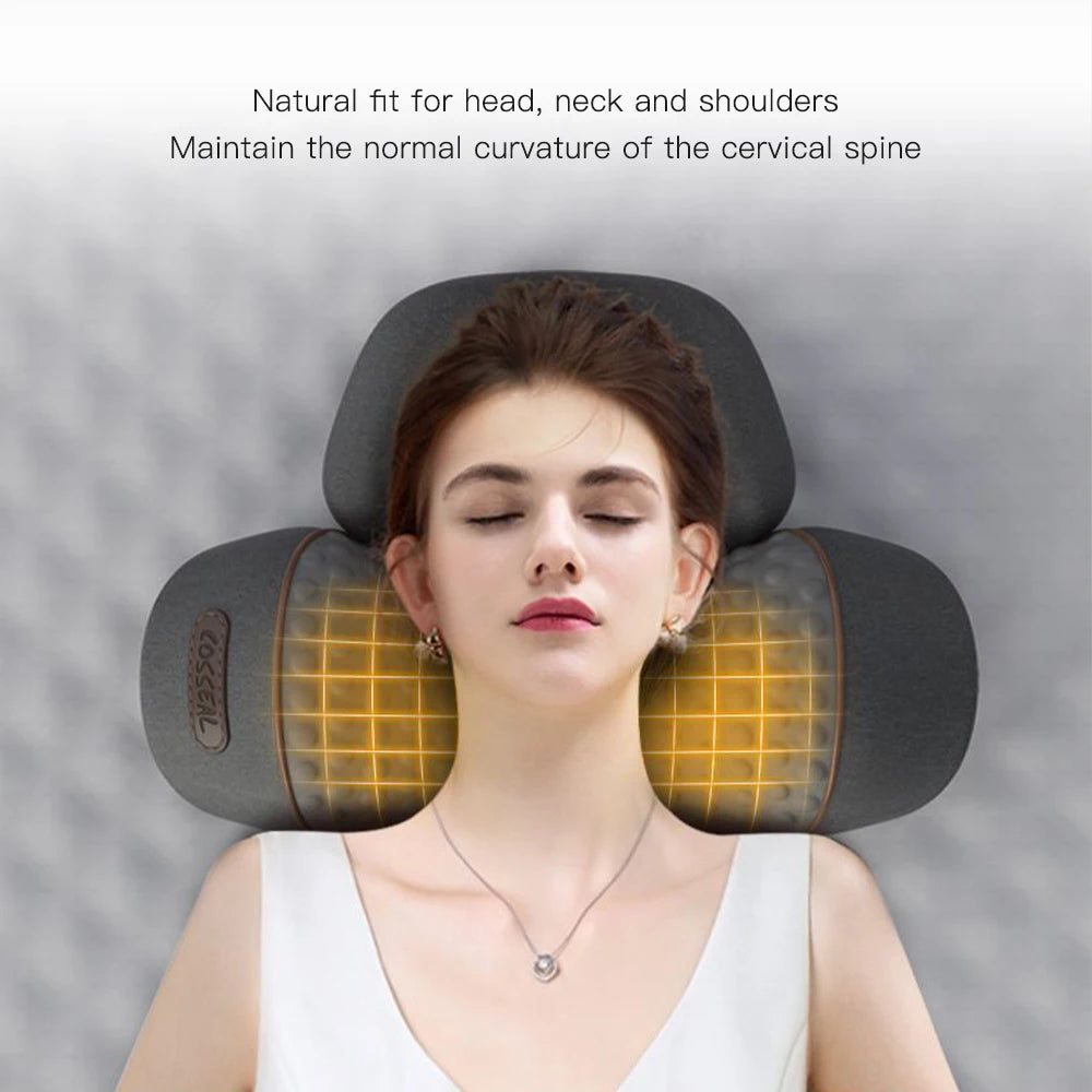 Neck Massager Pillow Cervical Orthopedic Pillow Lifting Traction Relax Hot Compress Vibration Massage Neck Pain Relief