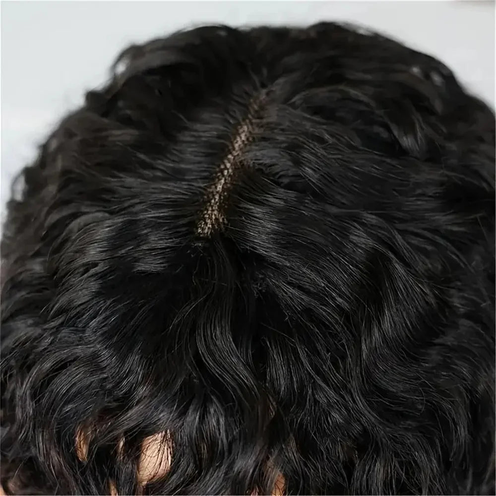 2x1 Curly Short Bob Wig Human Hair With Bangs Lace Glueless Curly Bob Wigs Human Hair Wig Natural Color For Women 180% Density