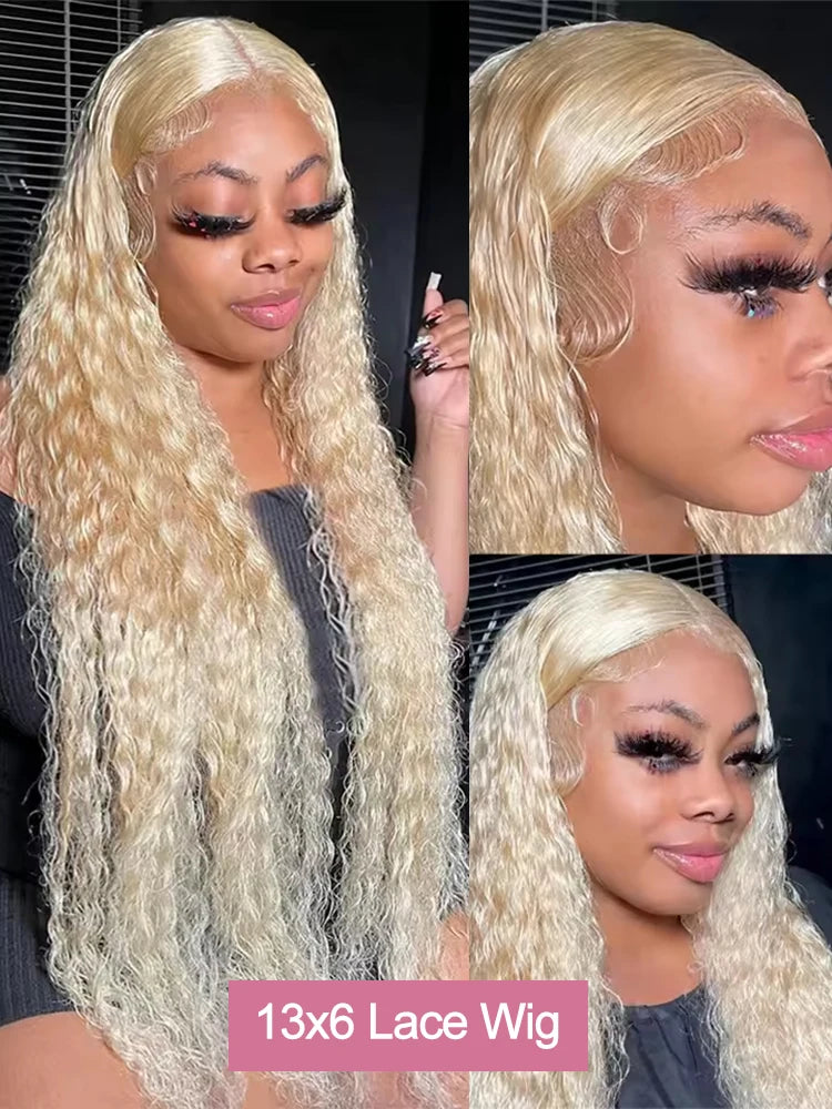 Deep Wave 13x6 HD Lace Frontal Human Hair Wig 30 40 Inch Curly 613 Honey Blonde Water Wave 13x4 Lace Front Wigs For Women 250%