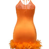 Elegant Luxury Sequins See Through Feather Mini Dress Celebrity Halter Backless Women‘s Sexy Birthday Party Nightclub Vestidos
