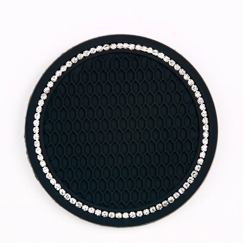 2Pcs Car Non Slip Water Cup Pad Diamond Car Coaster Water Cup Insert Coasters Pads Universal Car Cup Holder Interior Accessories
