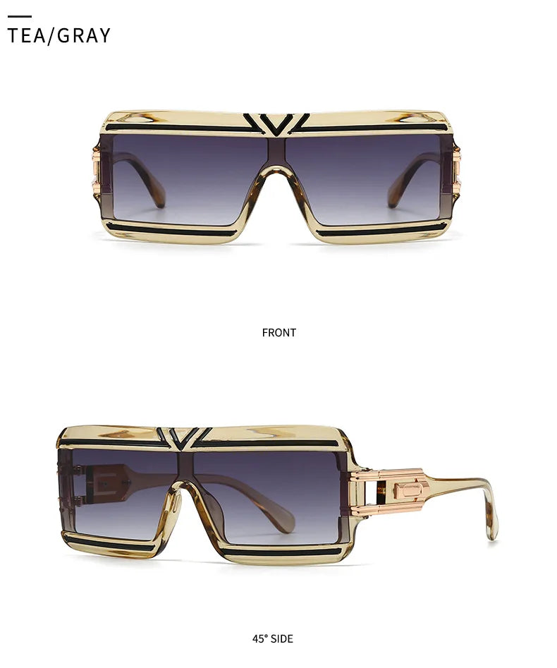 Modern Luxurious Sunglasses for Men Women Square Gradient Designer Unisex Brand Glasses Glamour Fashion Shades UV400