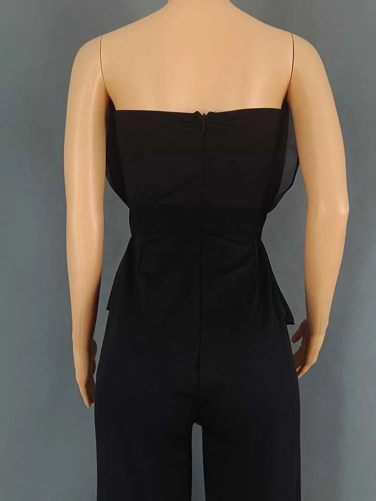 Full Length for Women Elegant Summer Long Jumpsuits Evenings Party Sexy Tube Jumpsuit Ladies High Waist Strapless Jumpsuit