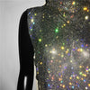 Sexy Rhinestone Backless Party Crop Top Women Glitter Turtleneck TShirt Adjustable Metal Chain Summer Nightculb Diamond Tank Top