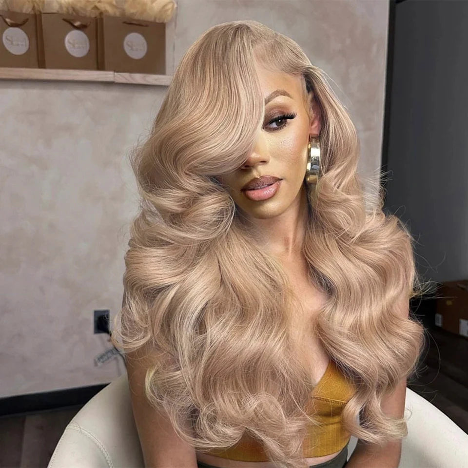 Synthetic Lace Front Wigs Ash Blonde Wavy Wig Soft Synthetic Hair Wig Frontal Lace Wigs Cosplay Daily Use Party Wigs