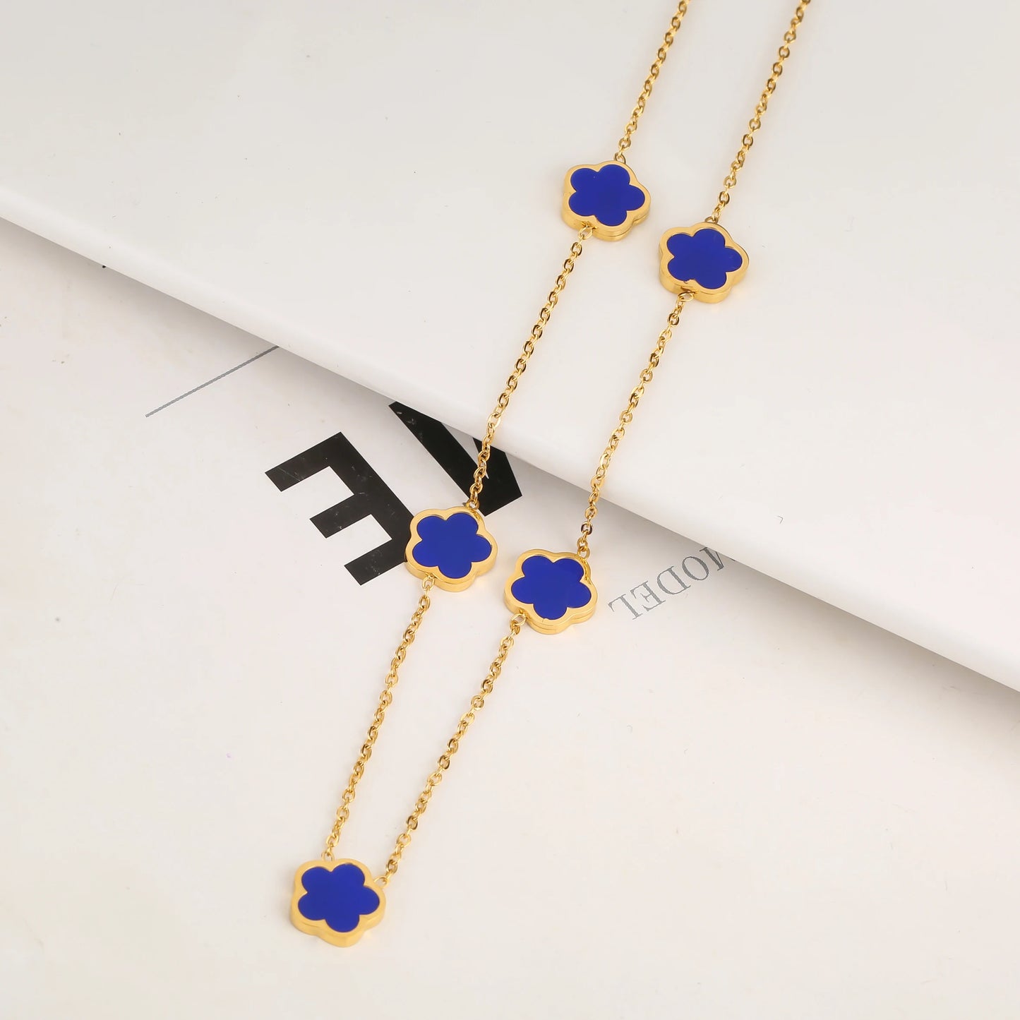 Stainless Steel Non Fading Minimalist Creative Plant Live Leaf Petal Flower Pendant Necklace Earrings Bracelet Jewelry Set