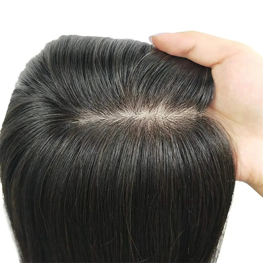 Silk Base Top Women Topper Clip In Real Human Hair Hairpiece Human Hair Extension Thin Breathable Blonde Toppers Hair Women Wig