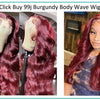 13X4 Hd Transparent Lace Front Wigs Burgundy Red Human Hair Wigs Pre Plucked 30 Inches Body Wave Lace Front Wigs For Women Curly