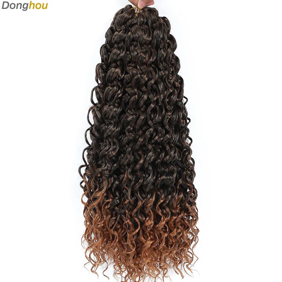 Beach Curl Crochet Hair Gogo Curl Crochet Hair 18 Inch Ombre Brown Blonde Bug Ginger T30 Synthetic Deep Wave Twist Crochet Braid