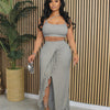 CM.YAYA Summer Women Sets Sleeveless Sexy Strap Crop Top and Tassel Long Skirt Sets Night Club Party Beach 2 Two Piece Sets