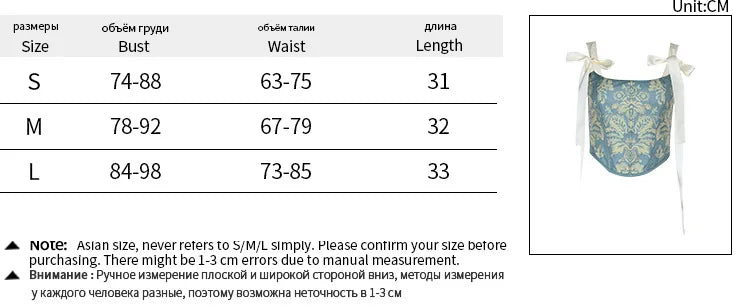 European and American fashion suspender embroidery printing bow waist vest female ins niche spice girl wind Joker slim top