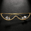 Fashion Double Heart Glasses Frames Rhinestone Designer Luxury 2024 Face Accessories Jewelry for Cosplays Y2k Dance for Women