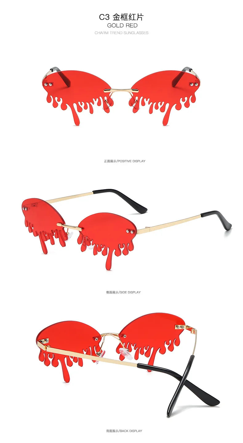 New personalised rimless sunglasses male Europe and the United States prom weird trend of irregular tears sunglasses female