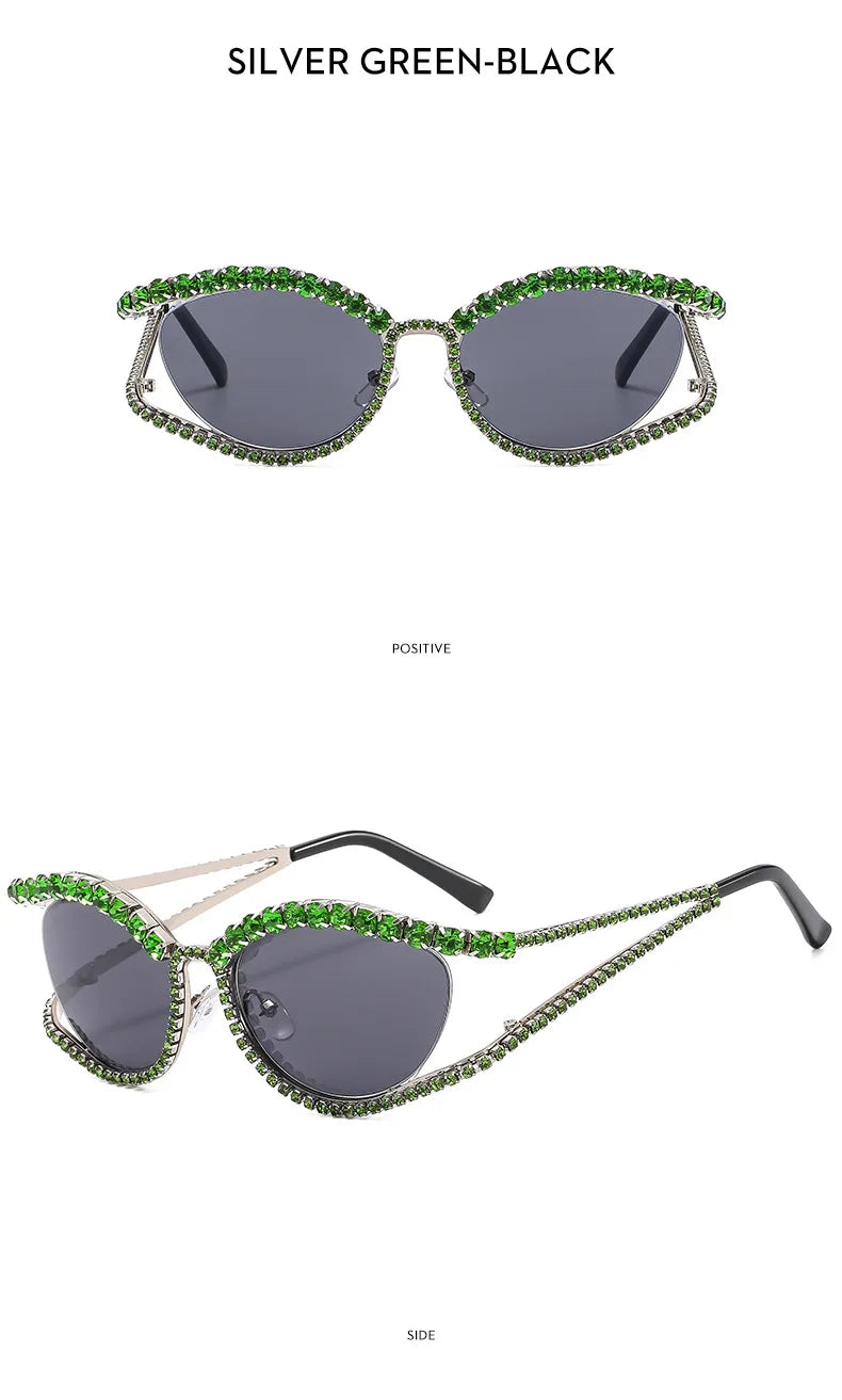 XJiea 2024 Designer Rhinestone Sunglasses For Women Luxury Brand Fashion Steampunk Men Eyeglasses Party Beach Shades Accessory